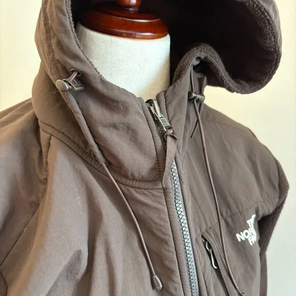 The North Face Brown Fleece Hooded Jacket Women's Large Full Zip - Picture 5 of 11